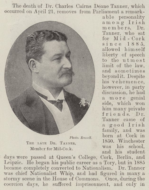 The late Dr Tanner, Member for Mid-Cork by English Photographer