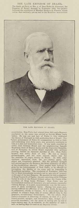 The late Emperor of Brazil by English Photographer