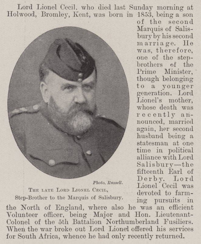 The late Lord Lionel Cecil, Step-Brother to the Marquis of Salisbury by English Photographer