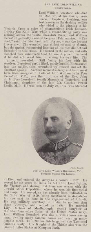 The late Lord William Beresford, VC, Formerly Colonel 9th Lancers by English Photographer