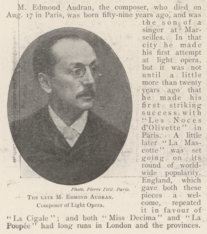 The late M Edmond Audran, Composer of Light Opera by English Photographer