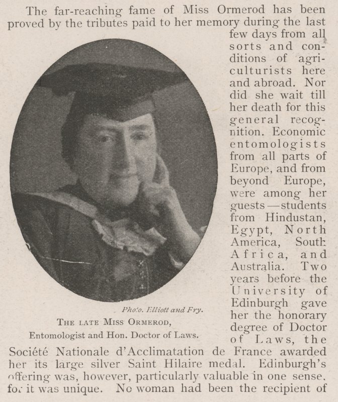 The late Miss Ormerod, Entomologist and Honorary Doctor of Laws by English Photographer