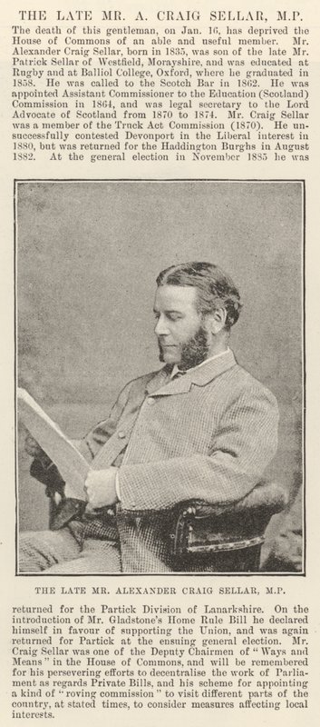 The late Mr Alexander Craig Seller, MP by English Photographer