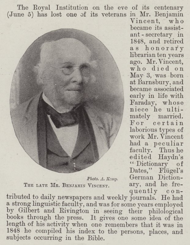The late Mr Benjamin Vincent by English Photographer
