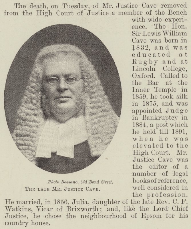 The Late Mr. Justice Cave by English Photographer