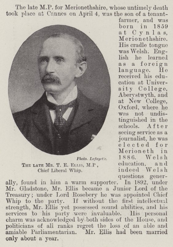 The late Mr T E Ellis, MP, Chief Liberal Whip by English Photographer