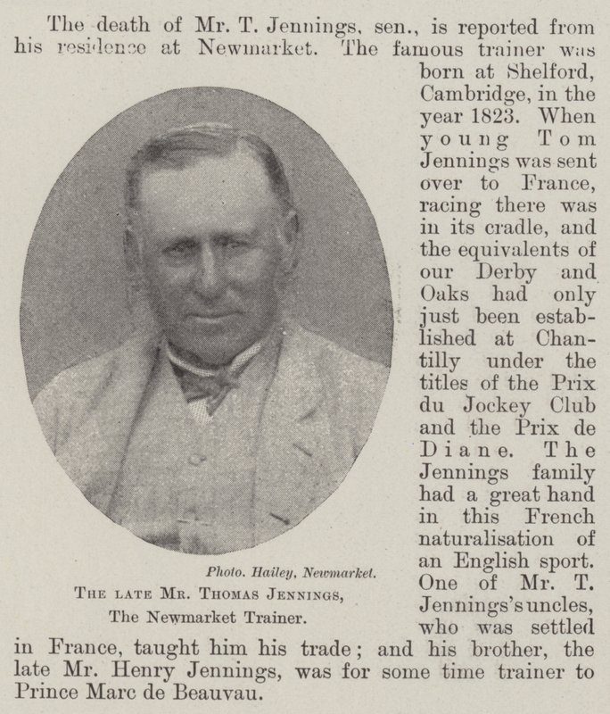 The late Mr Thomas Jennings, the Newmarket Trainer by English Photographer