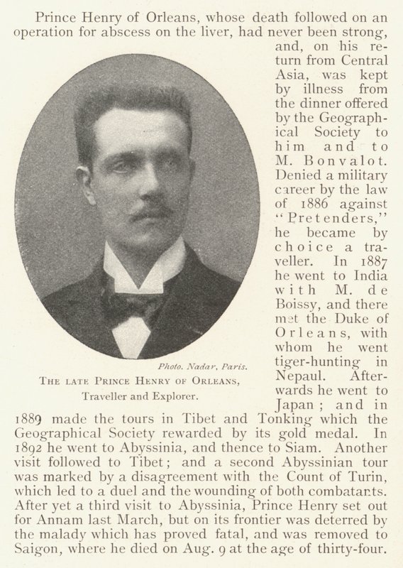 The late Prince Henry of Orleans, Traveller and Explorer by English Photographer