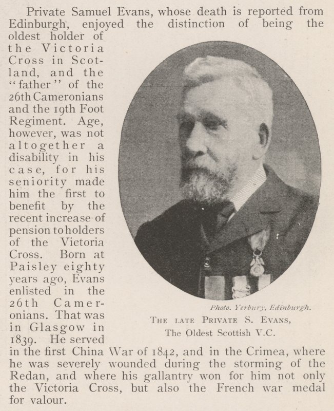 The late Private S Evans, the Oldest Scottish VC by English Photographer