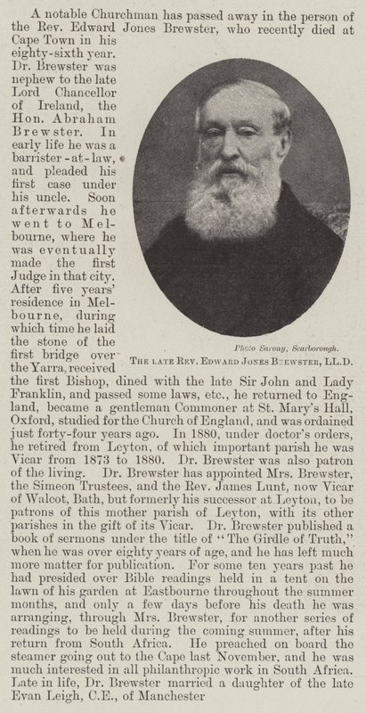 Reverend Edward Jones Brewster, LLD by English Photographer