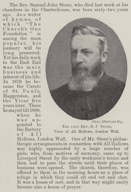 The late Reverend S J Stone, Vicar of All Hallows, London Wall by English Photographer