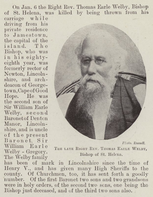 The Late Right Reverend Thomas Earle Welby, Bishop of St. Helena by English Photographer