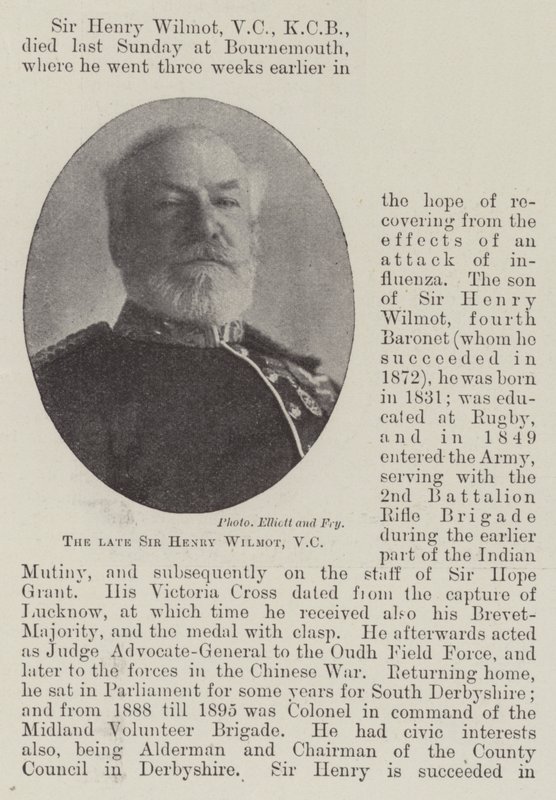 The late Sir Henry Wilmot, VC by English Photographer