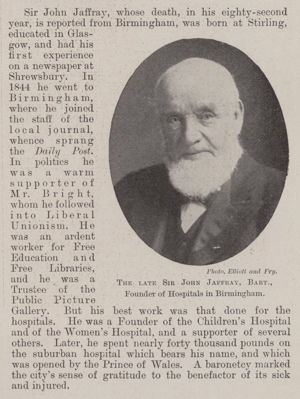 The late Sir John Jaffray, Baronet, Founder of Hospitals in Birmingham by English Photographer