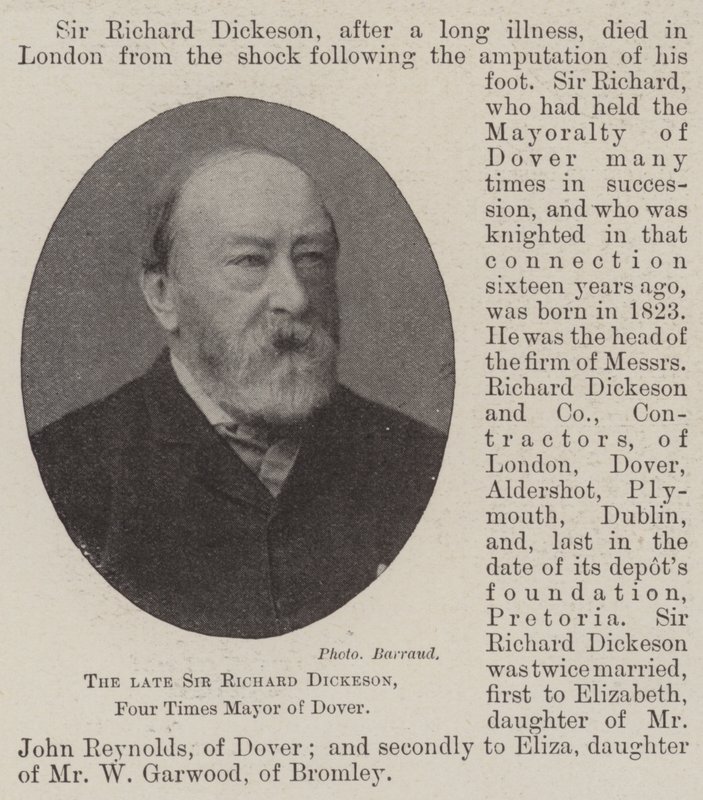The late Sir Richard Dickeson, Four Times Mayor of Dover by English Photographer