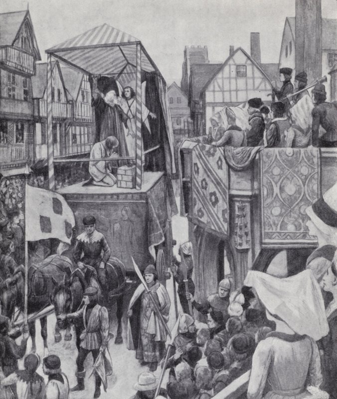 Travelling theatre in the Middle Ages by English Photographer