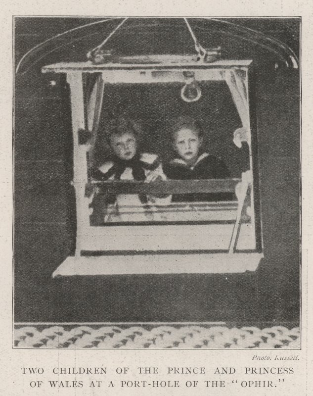 Two Children of the Prince and Princess of Wales at a Port-Hole of the Ophir by English Photographer