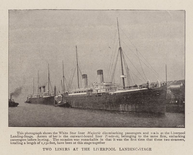 Two Liners at the Liverpool Landing-Stage by English Photographer