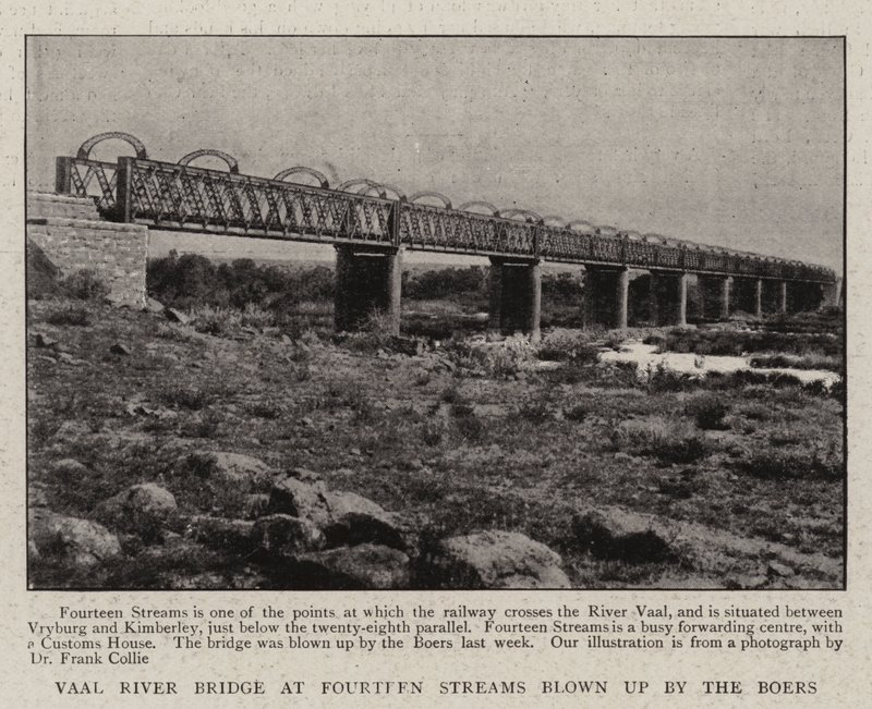 Vaal River Bridge at Fourteen Streams blown up by the Boers by English Photographer