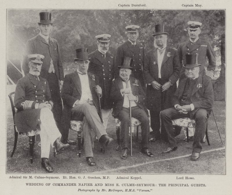 Wedding of Commander Napier and Miss E Culme-Seymour, the Principal Guests by English Photographer