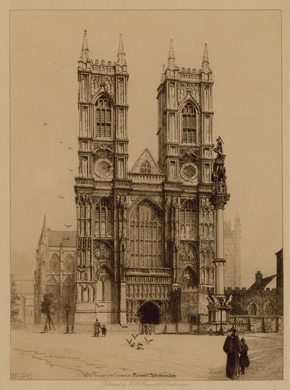 West Tower and Crimean Monument at Westminster Abbey by English Photographer