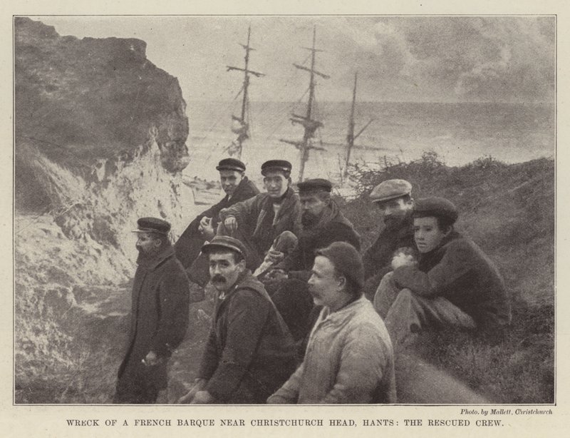 Wreck of a French Barque near Christchurch Head, Hants, the Rescued Crew by English Photographer