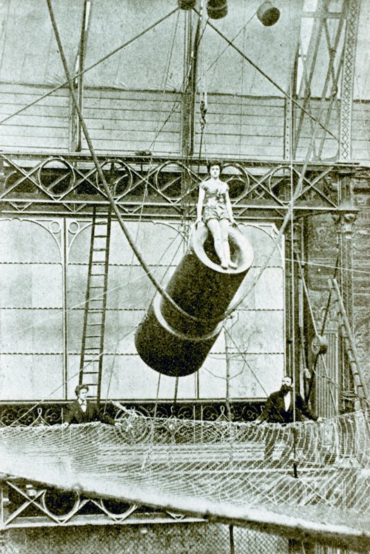 Zazel, who in 1877 was paid £100 a week to be shot from a cannon by English Photographer