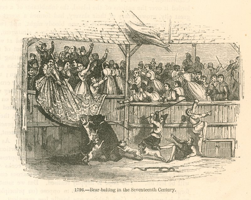 19th Century Reconstruction of a Bear Creating Panic by English School