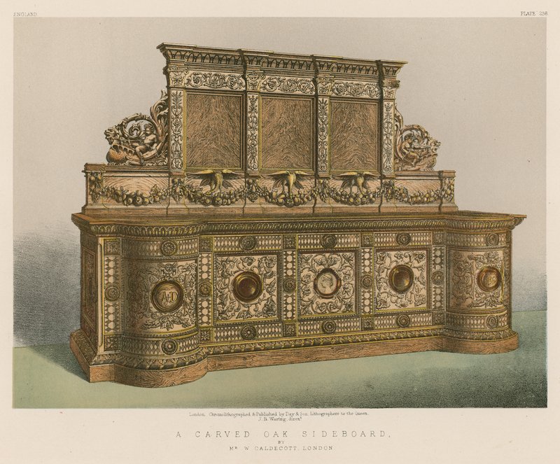 A Carved Oak Sideboard by English School