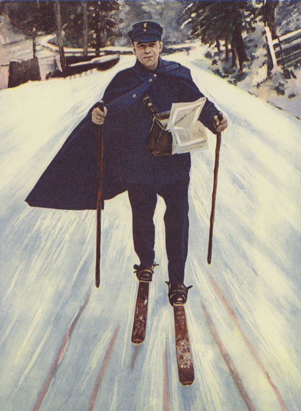 A German postman on skis by English School