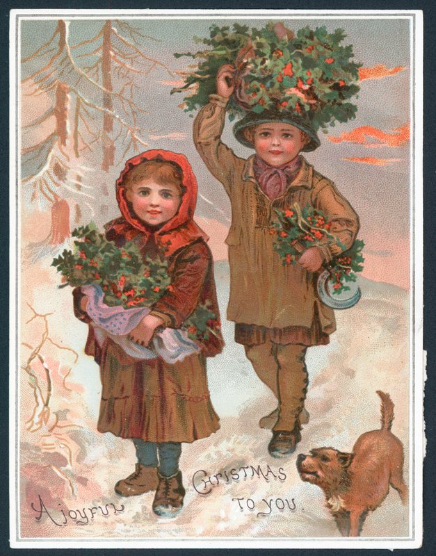 A Joyful Christmas to you - Victorian Christmas card by English School