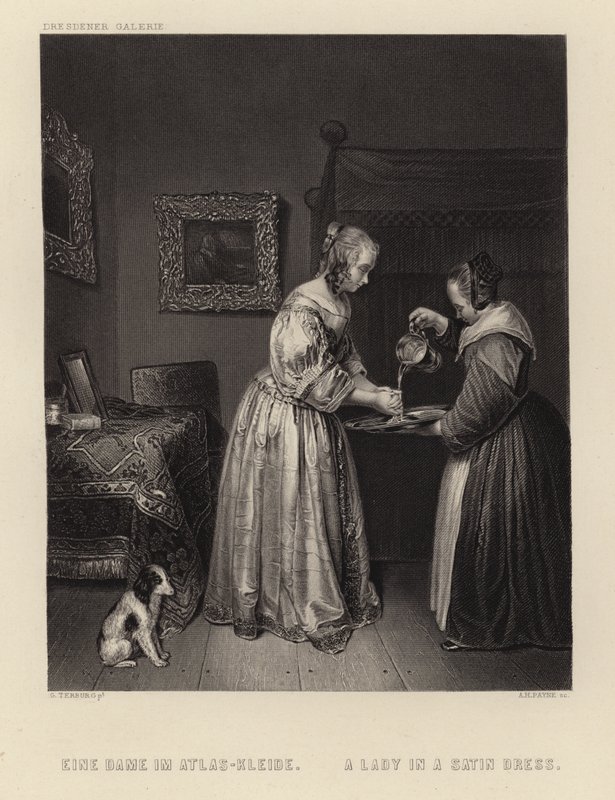 A Lady in a Satin Dress by English School