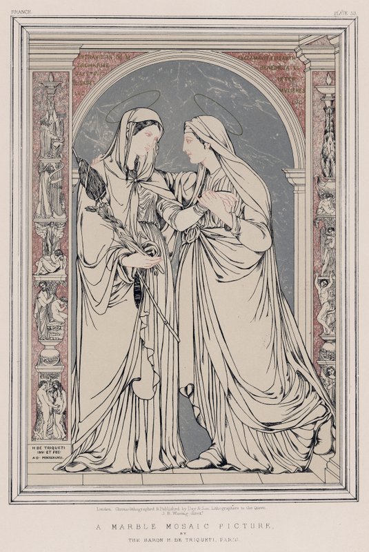A Marble Mosaic Picture by The Baron H de Triqueti, Paris by English School