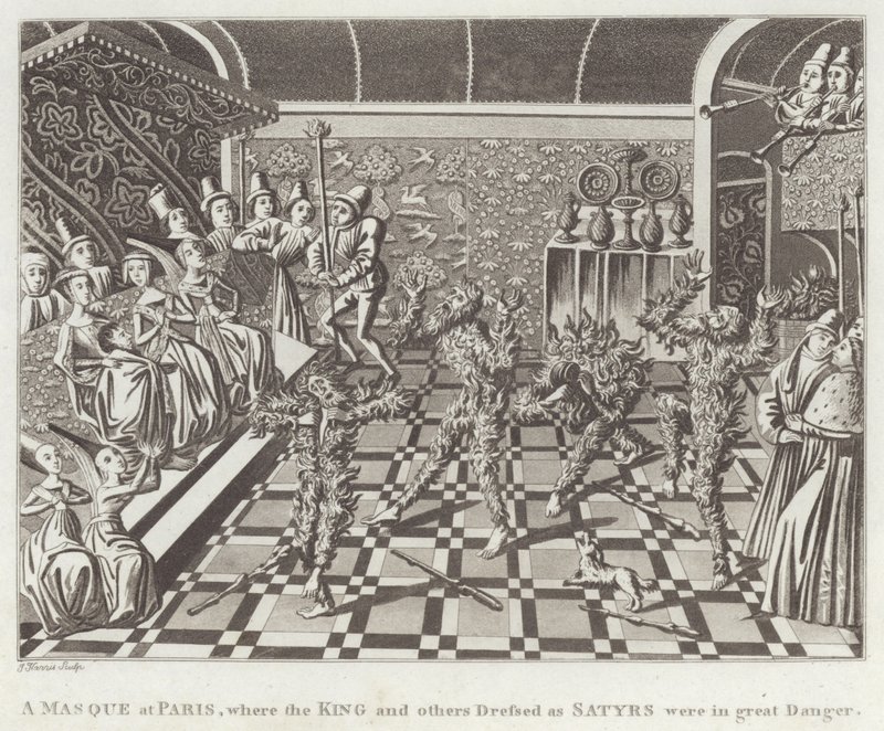 A Masque at Paris, Where the King and Others Dressed as Satyrs Were in Great Danger by English School