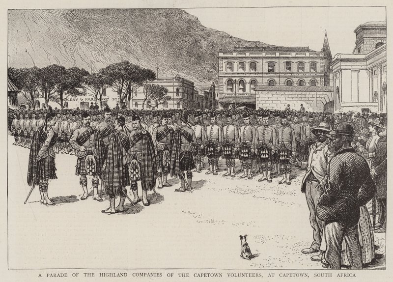 A Parade of the Highland Companies of the Capetown Volunteers, at Capetown, South Africa by English School