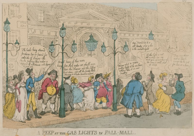 A Peep at the Gas Lights in Pall Mall, London by English School