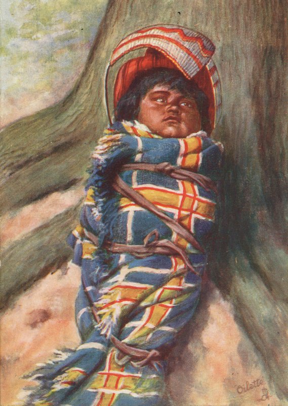 A Piute Indian papoose by English School