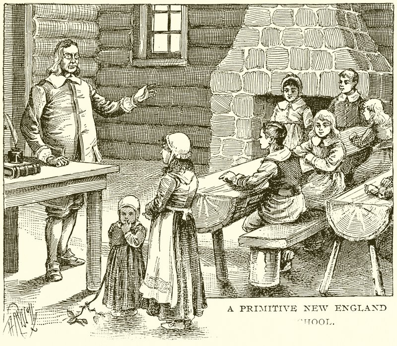 A Primitive New England School by English School