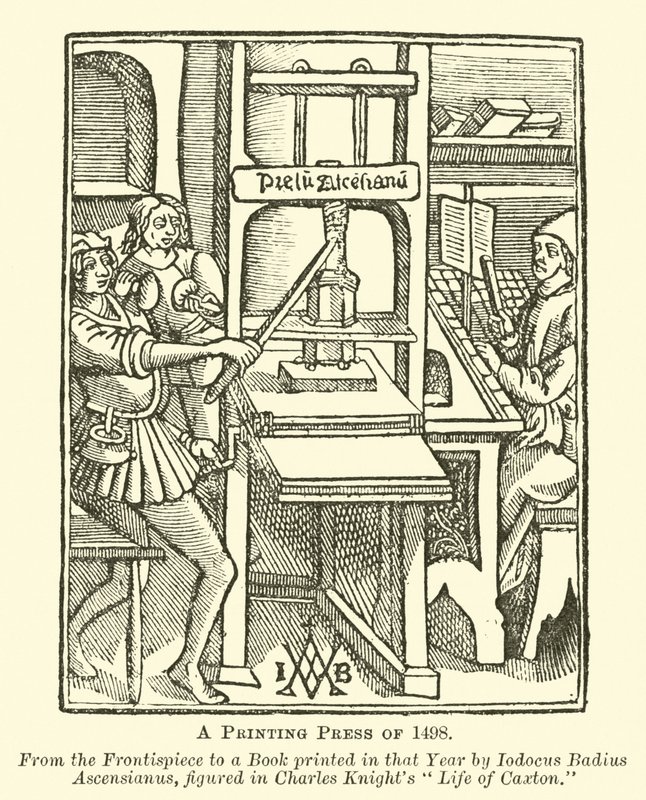 A Printing Press of 1498 by English School