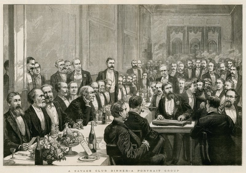 A Savage Club Dinner, a portrait group by English School