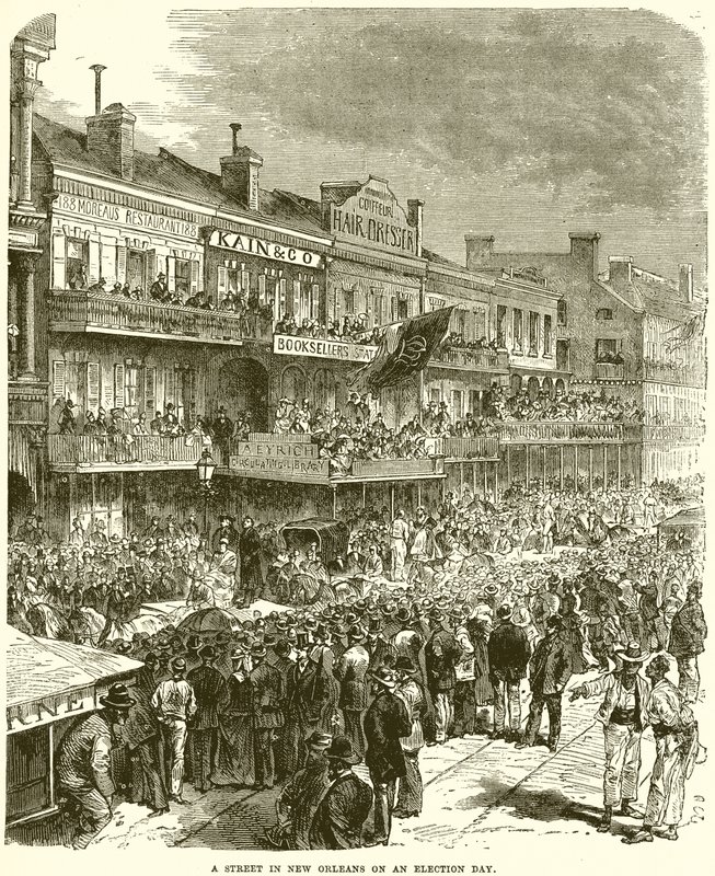A Street in New Orleans on an election day by English School
