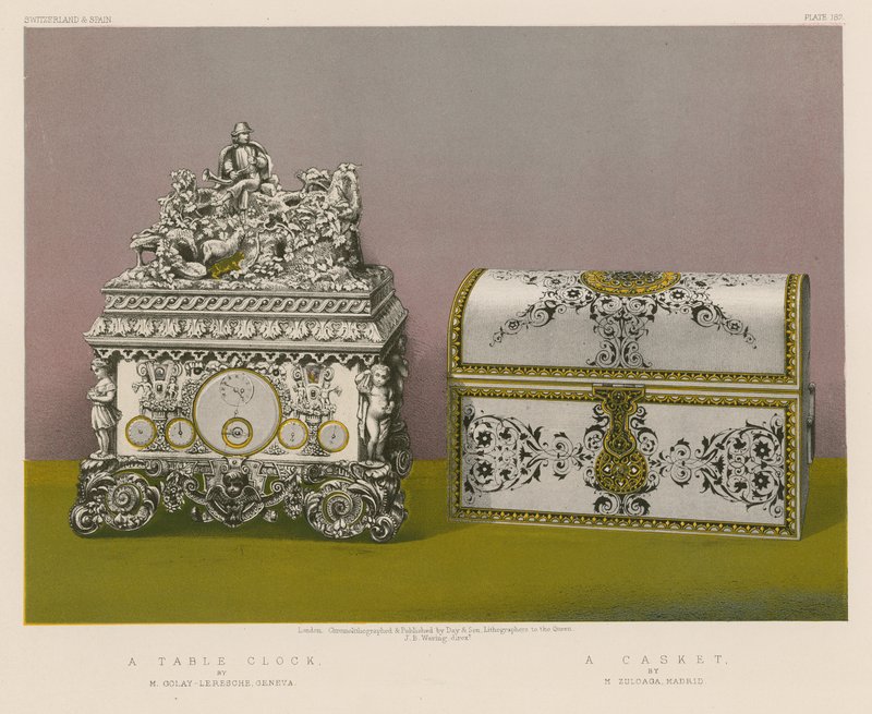 A Table Clock; A Casket by English School