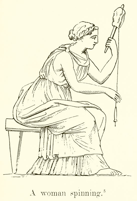 A Woman Spinning by English School