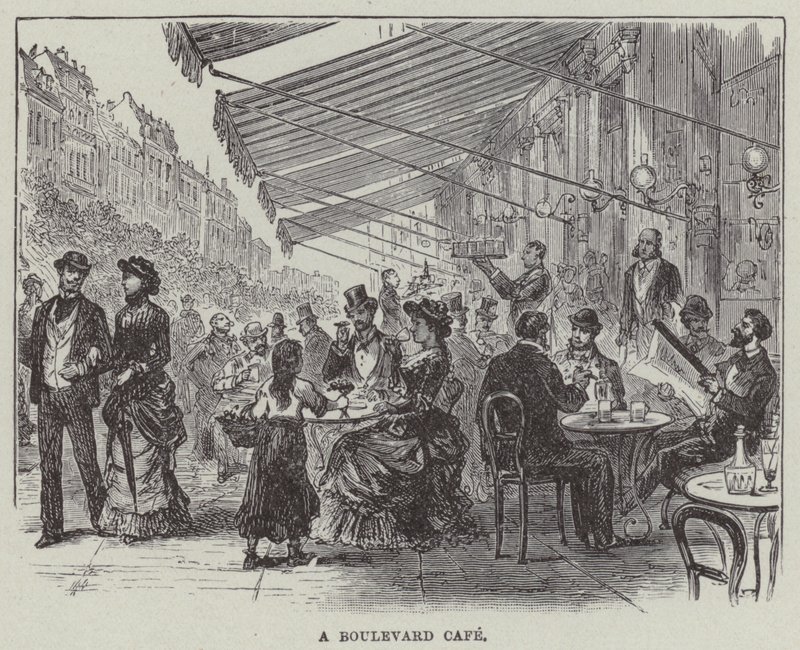 A boulevard cafe (engraving) by English School