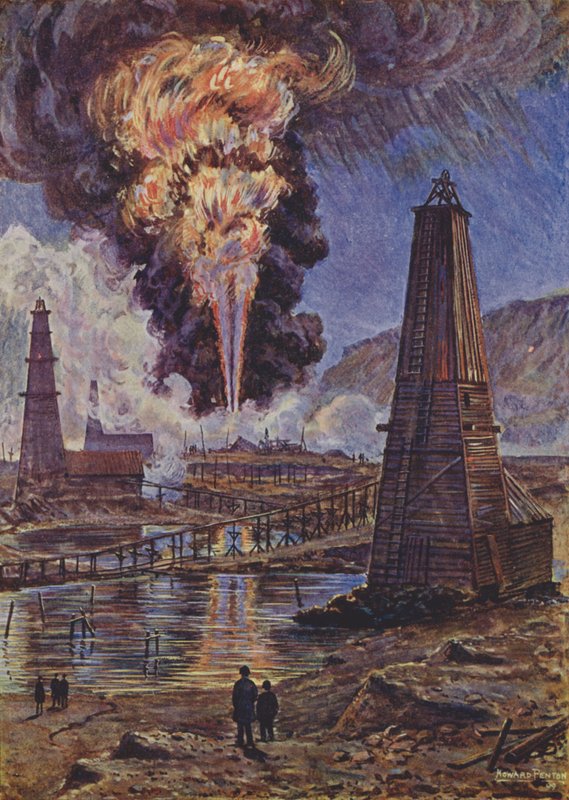 A Burning Oil-Well by English School