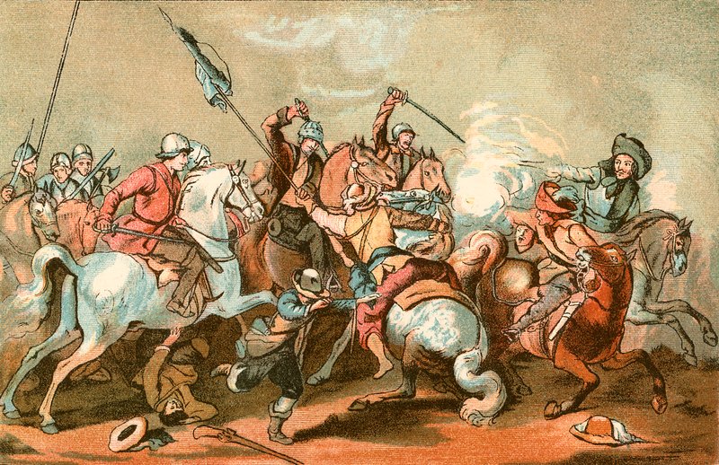 A cavalry skirmish by English School
