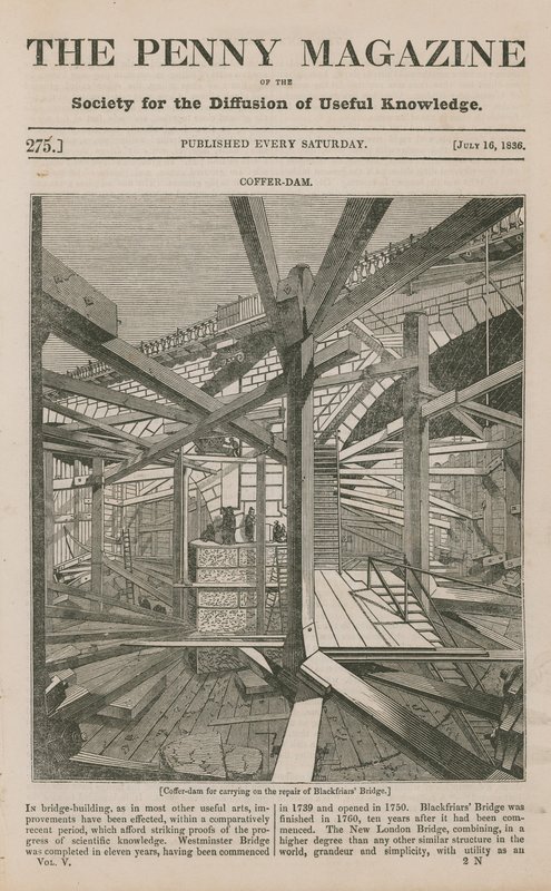 A Coffer Dam for Carrying on the Repair of Blackfriars Bridge by English School