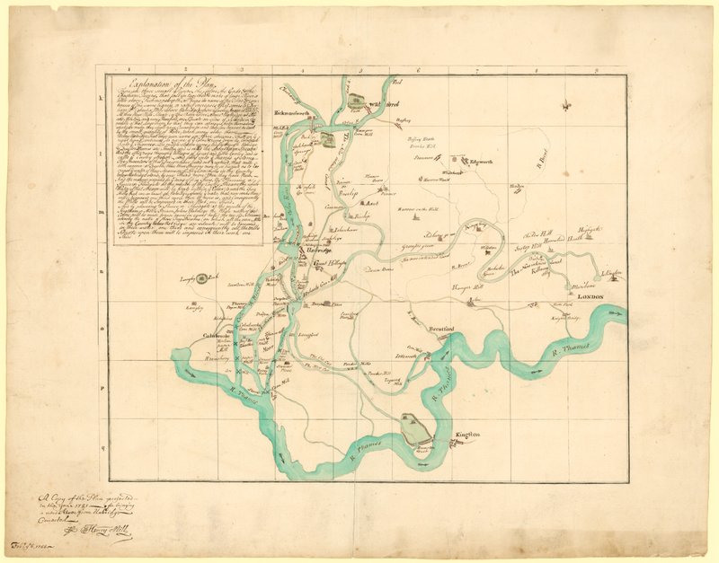 A Copy of the Plan Projected in the Year 1721 for Bringing a New River from Uxbridge, Corrected, 6 February 1766 by English School