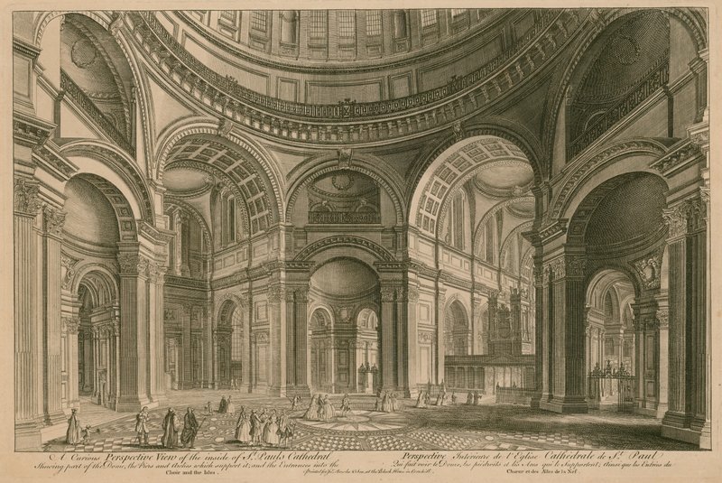 A curious perspective view of the inside of St Paul