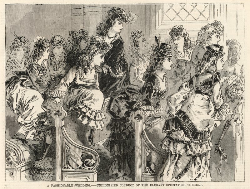 A fashionable wedding; Undignified conduct of the elegant spectators thereat by English School